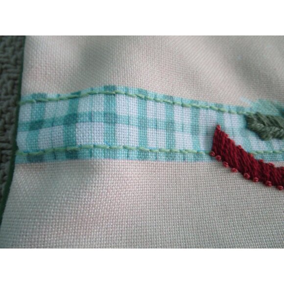 Vintage Embroidered Finished Christmas Stocking Girl Doll Teddy Bear Santa GUC - Picture 13 of 16